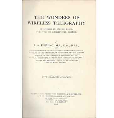 Front page of Fleming's book: The Wonders of Wireless Telegraphy