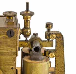Electromagnet mechanism on a Morse telegraph inker