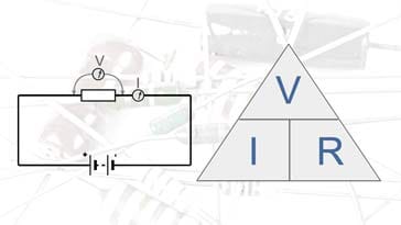 Ohm's Law - circuit, concept and triangle