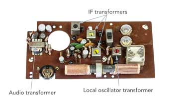 Transformers used in an old transistor radio: local oscillator, IF, audio